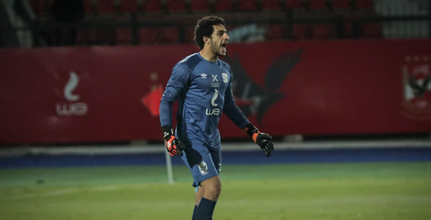 مصططفى شوبير يحرس مرمى الاهلي أمام شباب بلوزداد