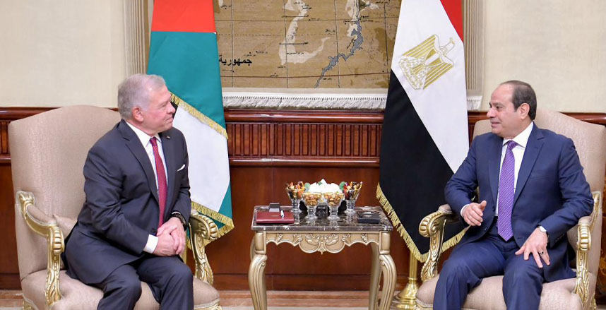 الرئيس السيسي يبحث مع العاهل الأردني تطورات الأوضاع في غزة